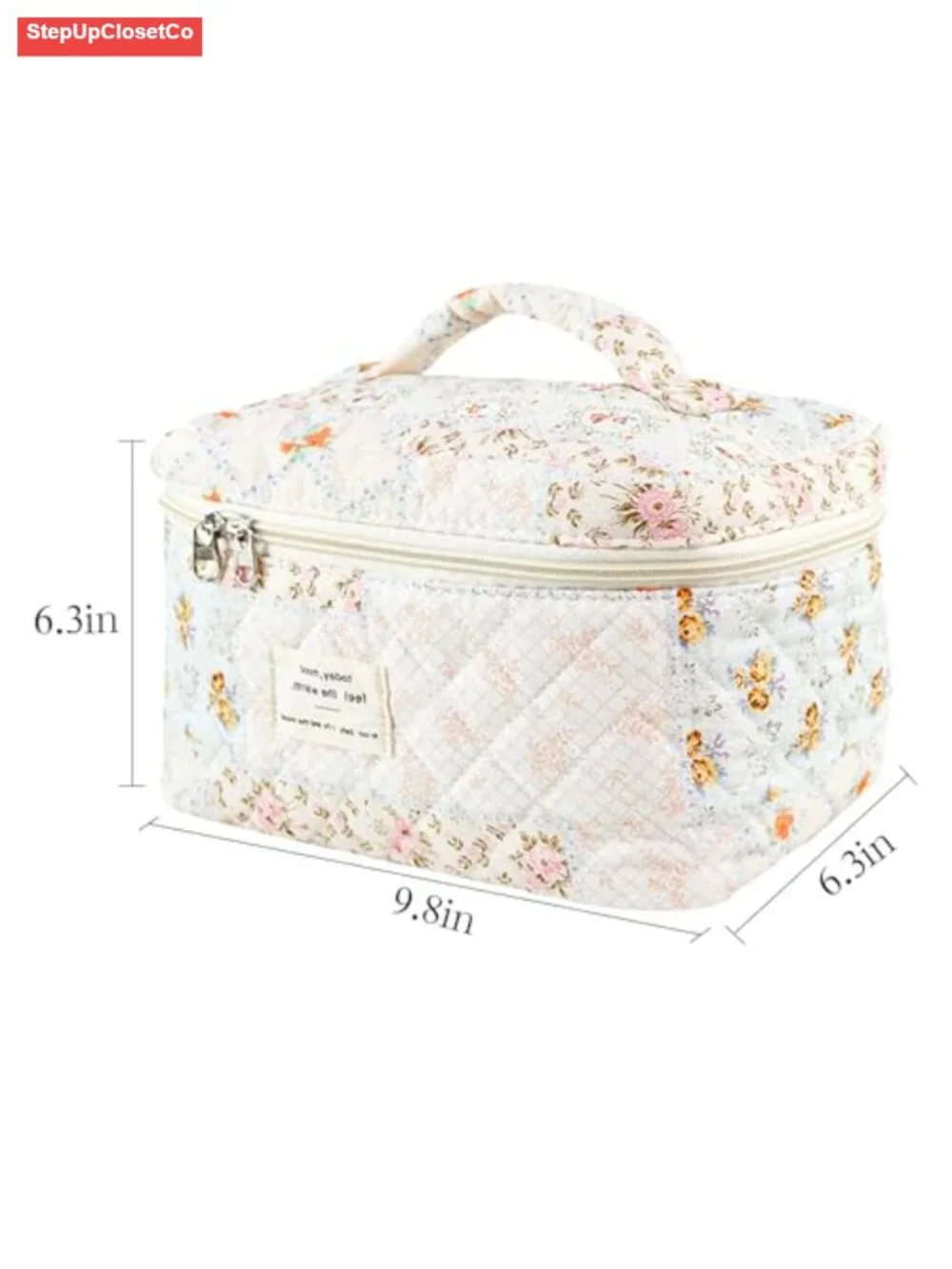 Large Quilted Floral Makeup Bag Cosmetic Organizer Puffy Travel Toiletry Pouch